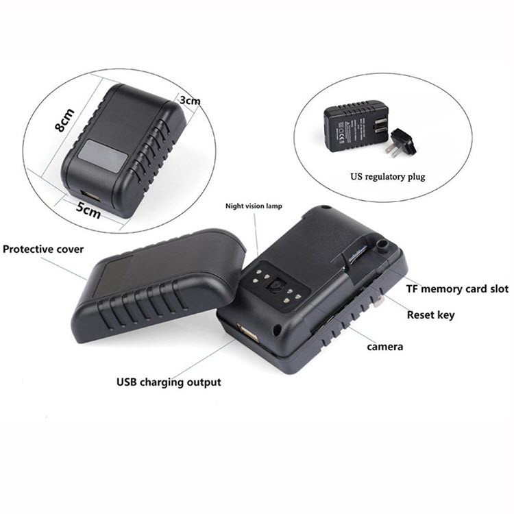 Wifi լրտեսական թաքնված Power Adaptor USB Wall Charger - 4