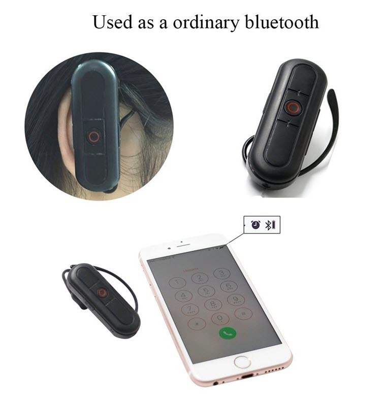 Bluetooth ականջակալ Թաքնված տեսախցիկ, TF Card Max 32G, Մարտկոցի աշխատանք 80min - 6