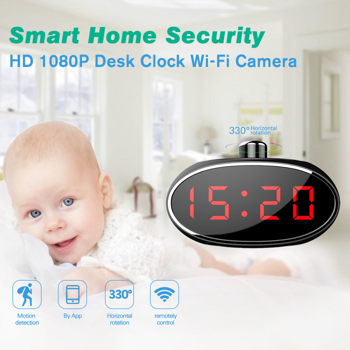 SPY061 - Wifi Alarm Clock Hidden Camera 330 degree Rotatable Lens for Home - 2