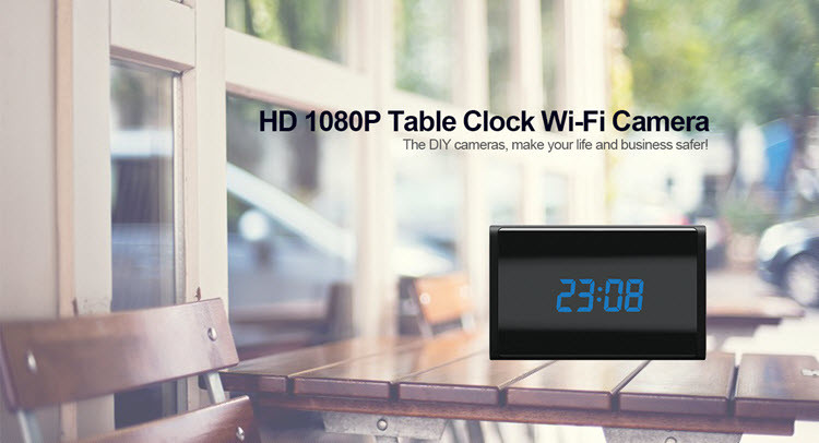 WIFI HD 1080P Tabella Clock Security Camera, Appoġġ SD Card 128GB - 2