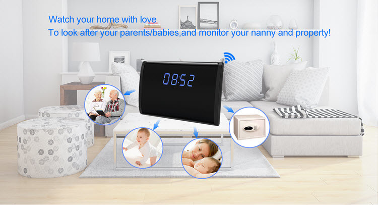 WIFI HD 1080P Table Clock Security Camera, Support SD Card 128GB - 3