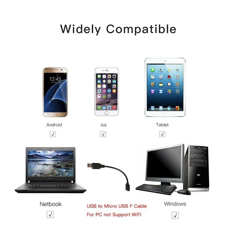 WiFi USB- ի էնդոսկոպ, կիսափակ կոշտ սկավառակի տեսախցիկ, Android iOS- ի պլանշետի համար - 10M - 4