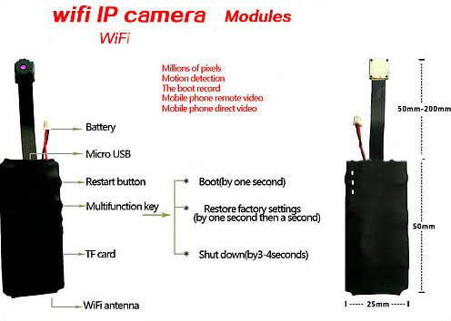 WIFI DIY ֆոտոխցիկի մոդուլ, 1280x720p, H.264, iPhone, Android, PC - 3