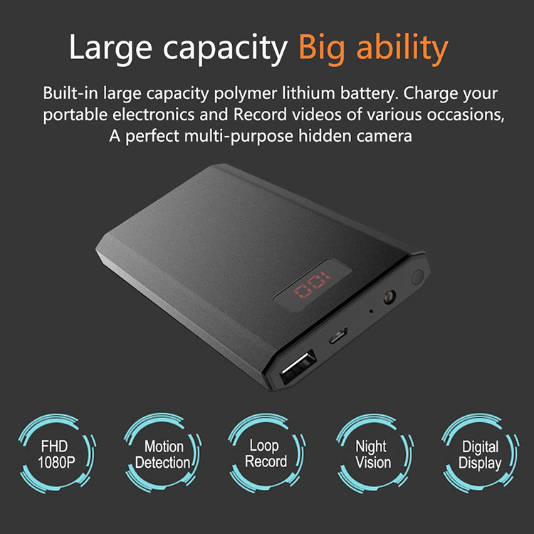 HD 1080P 10000mAh Portable Power Bank Camera, Continuously record for 20Hrs - 7