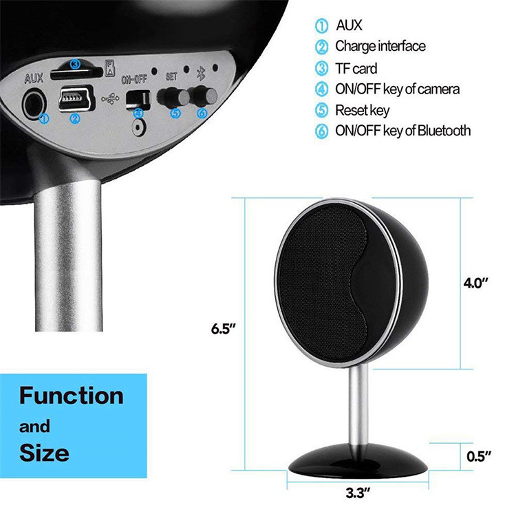 1080P Wifi Speakers Bluetooth Kamera Spy Moħbija - 4