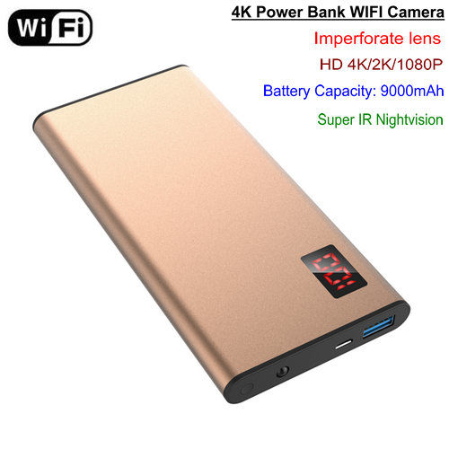 WIFI 4K Power Bank Ceamara, Nightvision, HD4K, 2K, 1080P, SD Max 64G - 1