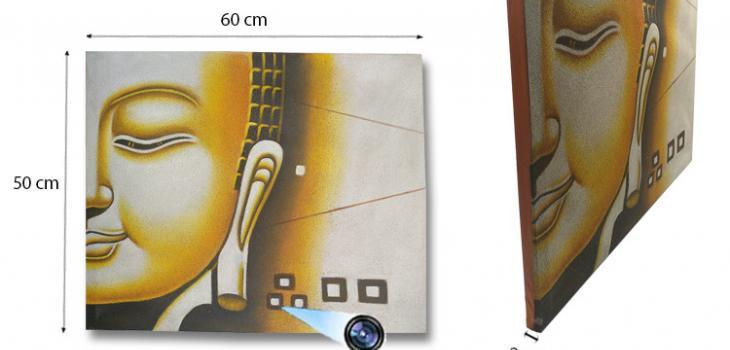 SPY232H - Yellow Buddha Face Oil Paint Spy Hidden Camera - 1