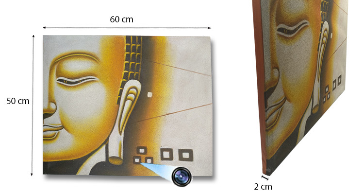 SPY232H - Yellow Buddha Face Oil Paint Spy Camera Hidden - 1