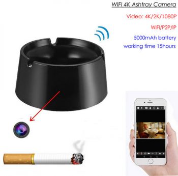 WIFI Ashtray Camera, 4K/2K/1080P Battery Working Time 18hours, SD Card Max 128GB (SPY264)