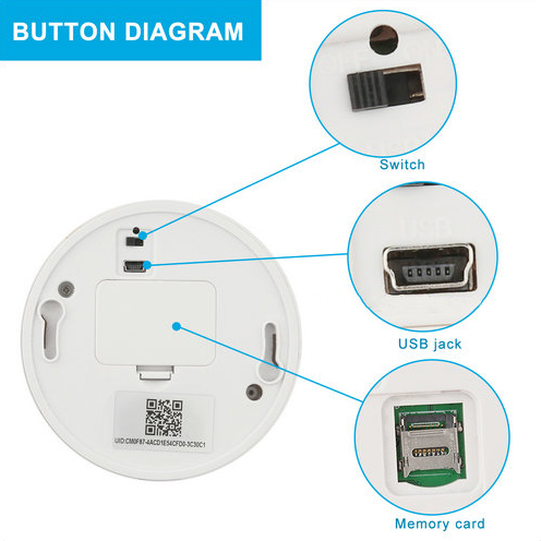 WIFI Smoke Detector SPY Hidden Camera, HD1080P, WIFI, P2P, IP, TF Max128G - 5