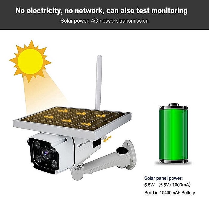 SPY318 - Wireless 3G 4G Wireless Kamera tas-sigurtà ip Slot tal-Karta SIM CardSD Solar Powered CCTV Camera