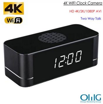 4K WIFI Clock Camera, Built Speaker Two Way Talk, 3000mAh Battery