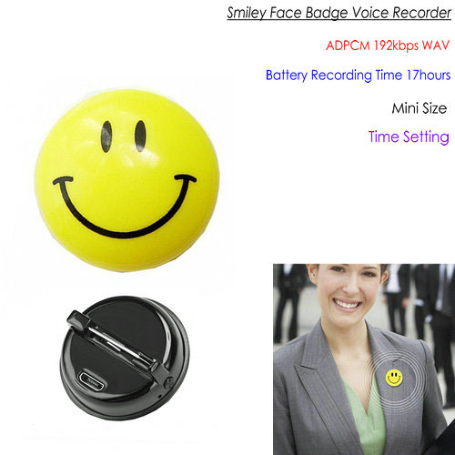 Badge Digital Voice Recorder, WAV 192kbps, 48KHz, Fomba Mini, Battery Recording - 1