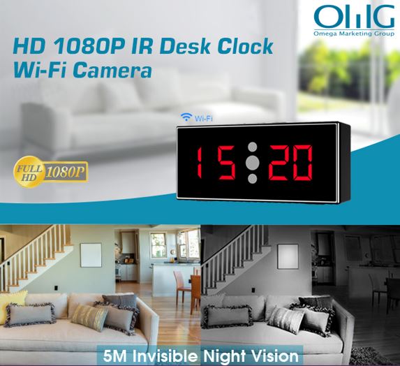 HD 1080P IR Գրասեղանի ժամացույց Wifi ֆոտոխցիկ