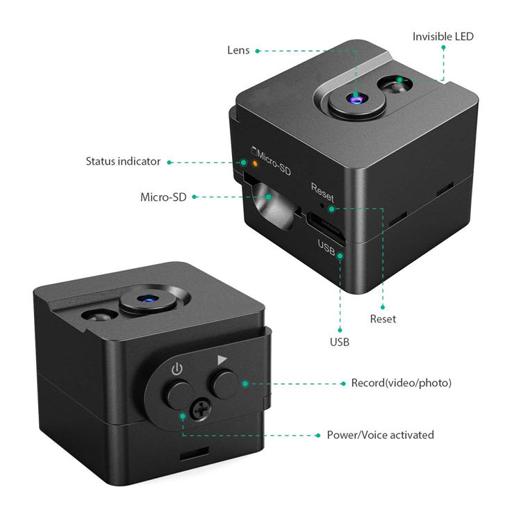 Mini Spy Cam Hidden Camera 720P Դյուրակիր Փոքրիկ դայակ Cam - 3