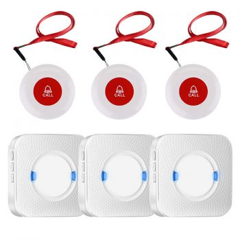 EA037 - OMG Wireless Emergency Panic Call Button with Wearable Button for Home/Personal (3 call buttons + 3 receivers)