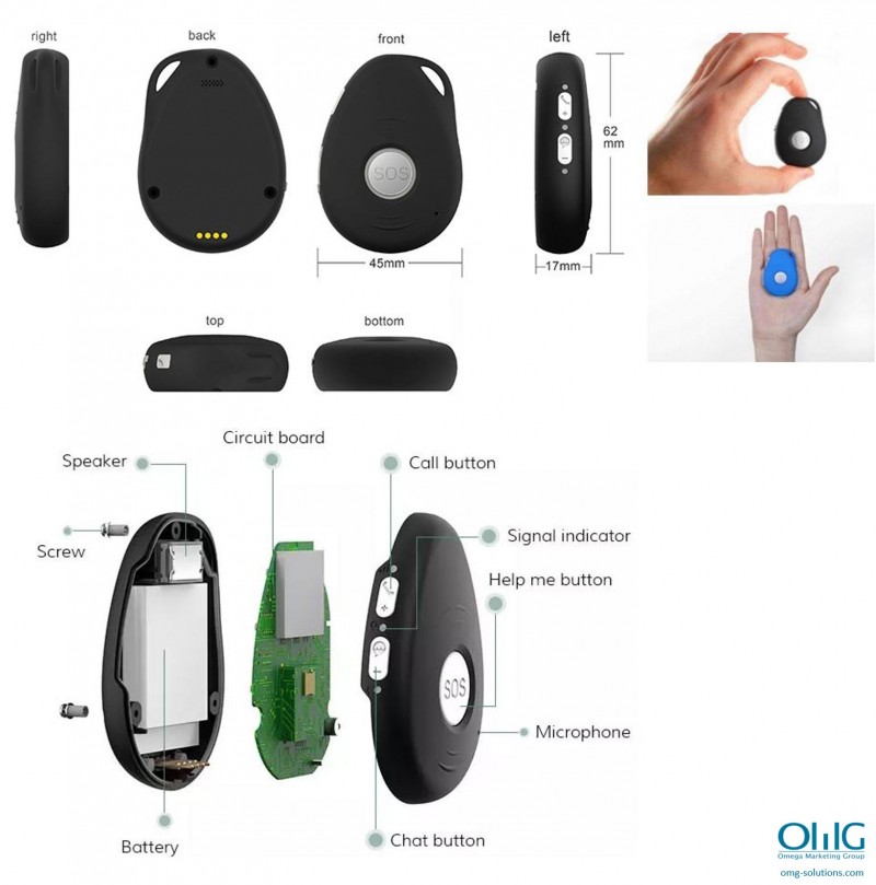 iHelp 3.0 – OMG GPS Tracking Keychain Pendant for Dementia Elderly - Size & View