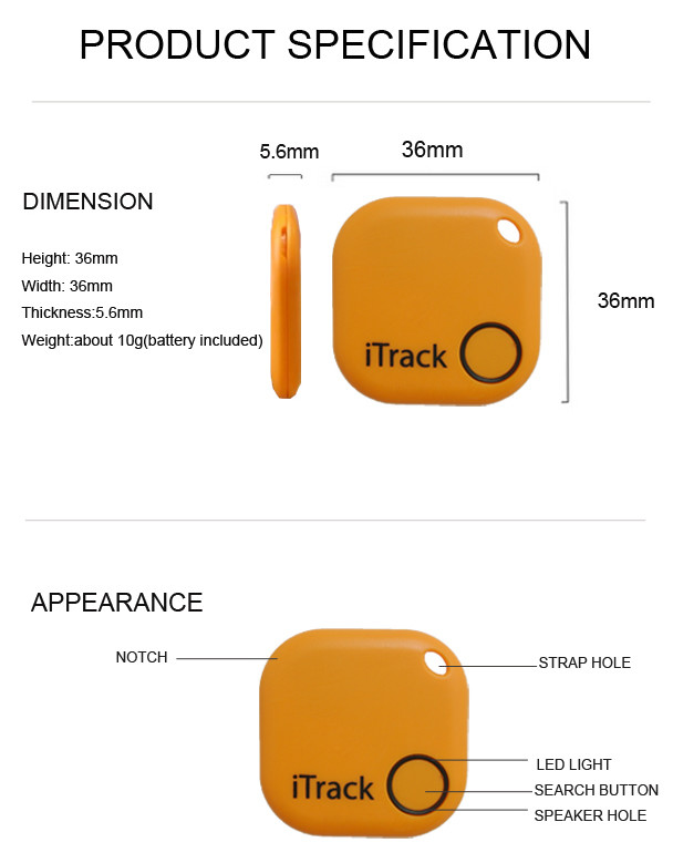 iTrack - Wallet Fitted Pets Elderly Kids Bluetooth Anti Lost Tracker Alarm Alert - Product Description
