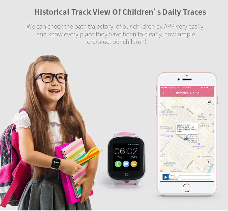 GPS20W - GPS Watch For Kids and Elderly - Historical Tracking View of Children's Daily Traces