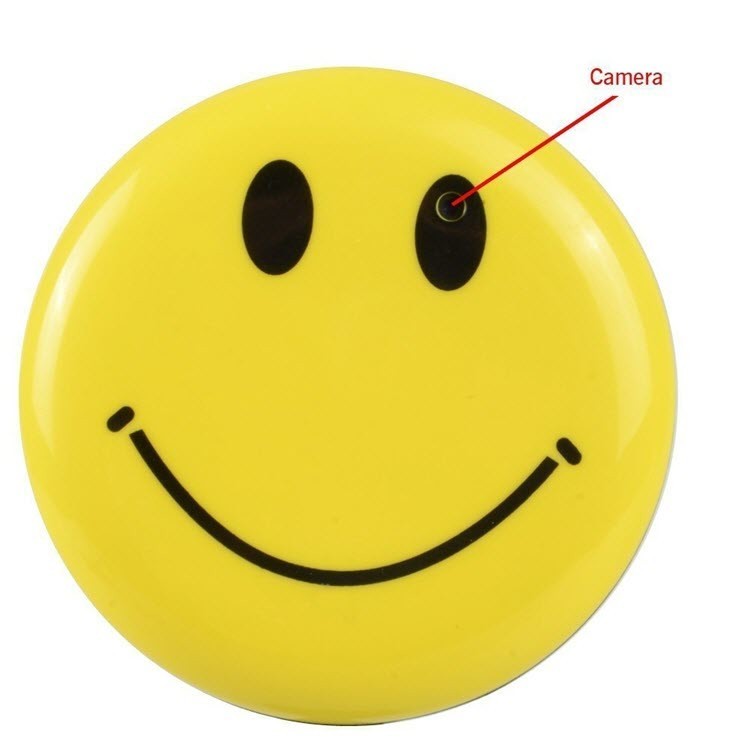 Yellow Color Smile Face Badge Hidden Camera - 3