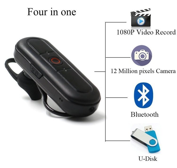 Bluetooth headset Hidden Video Camera, TF Card Max 32G, Battery work 80min - 8