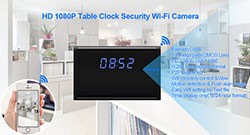 WIFI HD 1080P Table Clock Security Camera, Support SD Card 128GB - 1 250px