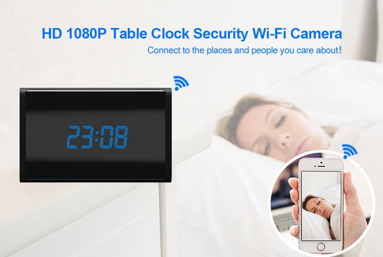 WIFI HD 1080P Table Clock Security Camera, Support SD Card 128GB - 4