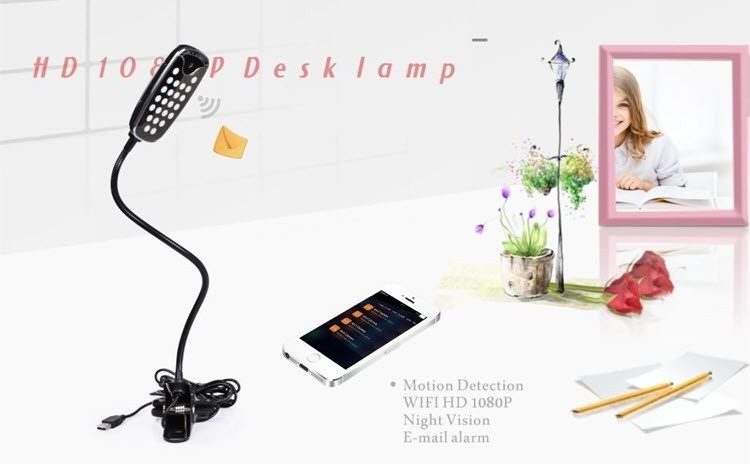 WIFi HD Hidden Camera Desk, Table Lamp, Night Vision Video - 9
