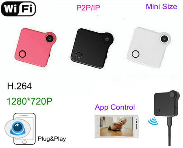 WIFI Mini Wearable Camera, HD 1280x720P, H.264, Motion Detection - 1