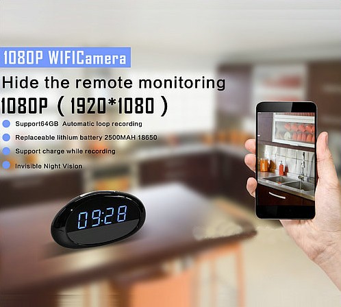 1080P WIFI Clock Camera, FHD 1080P, 158 degree wide-angle lens, H.264, Support 64G - 7