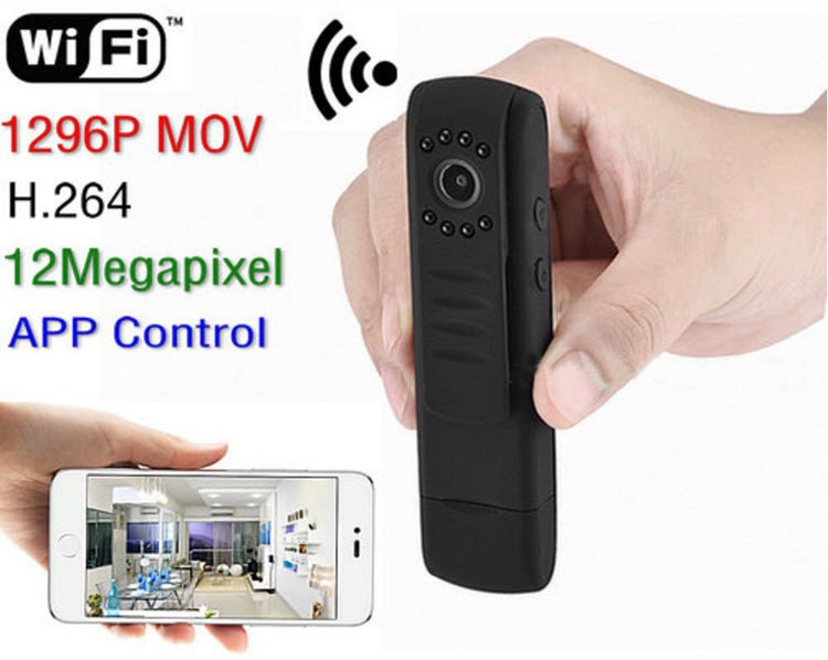 WIFI Portable Wearable Security 12MP Camera, 1296P, H.264, App control (SPY084)