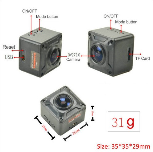 180 Degree Mini-Kamera, HD1080P, 30fps, SD Max 128g, Battery 60min - 7