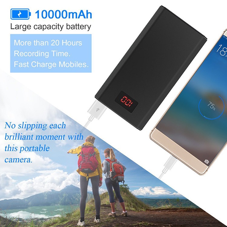 HD 1080P 10000mAh Portable Power Bank Camera, Continuously record for 20Hrs - 5