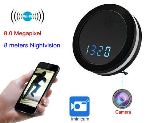 Night Mirror WIFI Clock Camera, Two Way Talk, Super Nightvision - 1