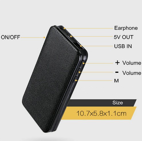 Powerbank Voice Recorder, Battery Recording Time 600hours, 32G - 6