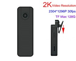 2K Mini Body Worn Camera, 2304x1296p, H.264, SD Card Max 128GB - 1 250px