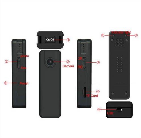 2K Mini Body Worn Camera, 2304x1296p, H.264, SD Card Max 128GB - 7