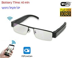 WIFI Glasses Camera, HD 1080P, WIFI, P2P, IP - 1 250px