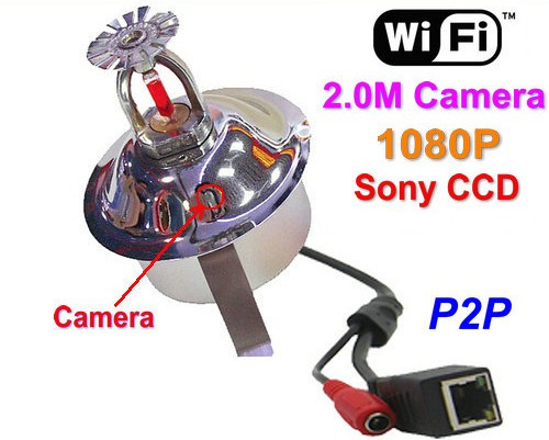WIFI,IP Fire Sprinkler Camera, 2.0MP Camera, POE, Audio, Sony CCD,1080P - 1