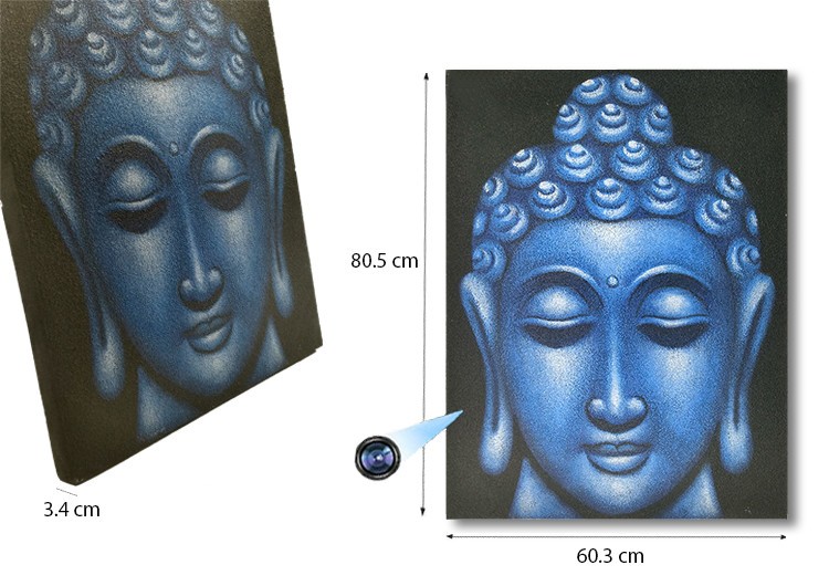 Large Blue Buddha Face Oil Paint Spy Hidden Camera - 1