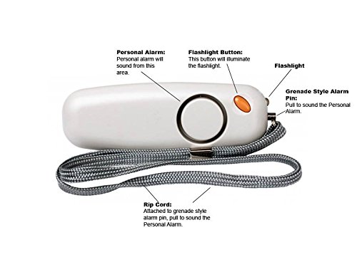 130dB Personal Alarm - LED Flashlight - Rip Cord Activation - 6