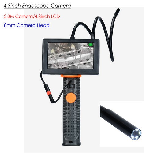 4.3inch Endoscope Camera, HD 2.0M Camera 8mm Head,Nightvision, Waterproof - 1
