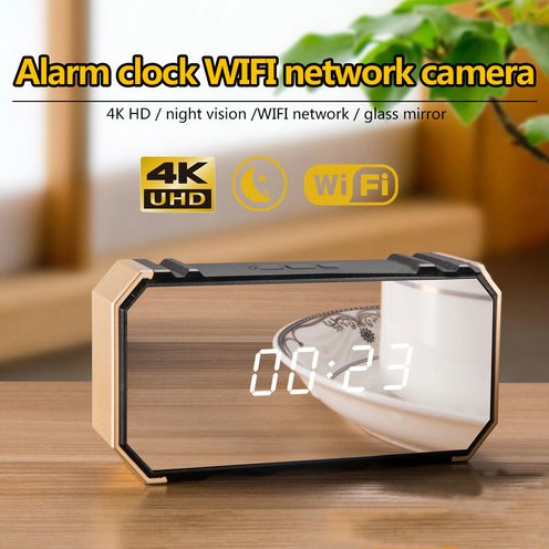 4K Mirror Clock Camera, HD4K2K1080P, 8pcs IR For Nightvision, SD Card Max 128G - 2