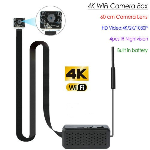 4K WIFI Pinhole SPY Camera, NV, 60cm Length, 128G, Built in battery - 1