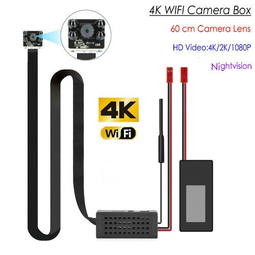 4K WIFI SPY Pinhole SPY Hidden Camera with Night Vision, 60cm Length SD Card Max 128G - 1