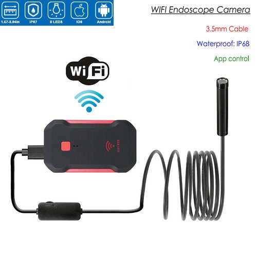 WIFI Endoscope Camera, HD 1600x1200 mp4, 3.5M Semi-rigid Cable - 1