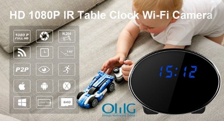 HD 1080P IR Table Clock Wi-Fi Camera