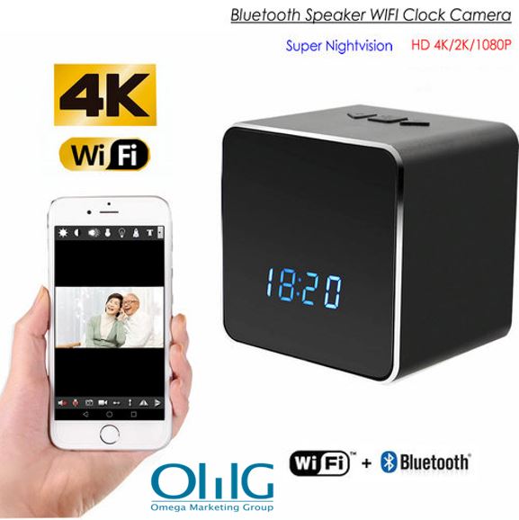 Hidden Spy Camera WIFI Bluetooth Speaker Clock, Nightvision