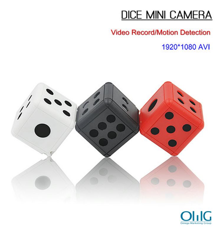 Dice Mini Camera, Motion Detection, 1080P 30fps, Nightvision, SD Card Max 32G 