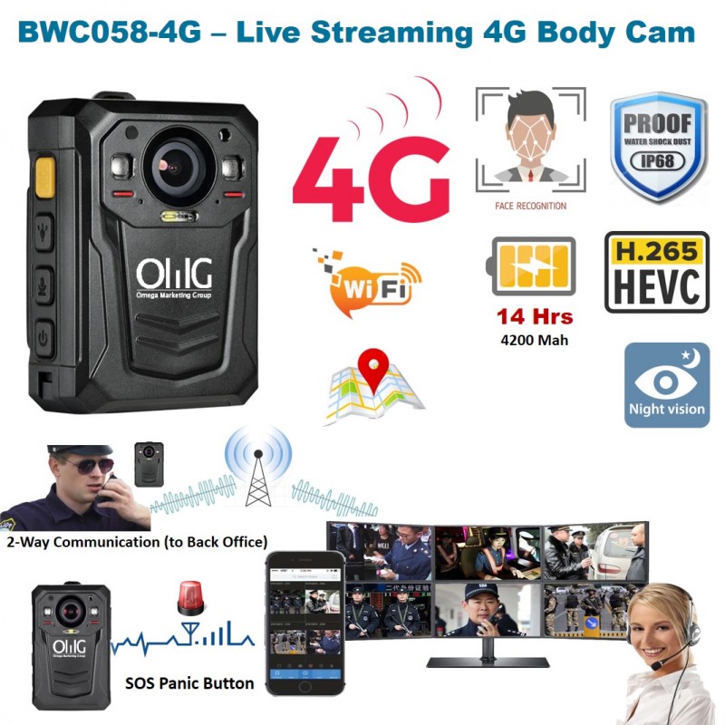 BWC058-4G – OMG Mini Body Worn Camera with Facial Recognition 4G
